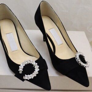 Crystal Bling Bling Pumps Shallow Pointed Toe Stiletto Heel High Heels Rhineston